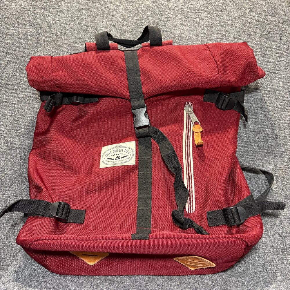 Poler Outdoor Red Retro Rolltop Backpack Camp Vibes Hiking Laptop Bag OS